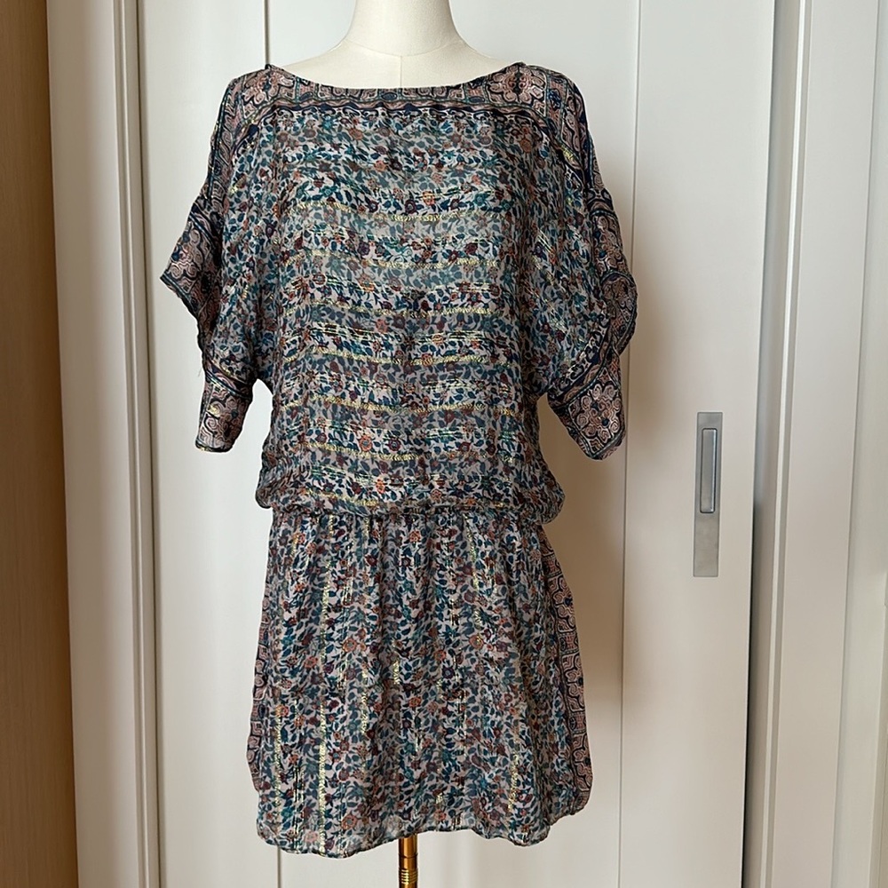 JOIE metallic gold thread dress size S
